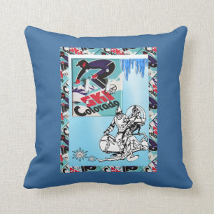 Coussin Affiche vintage de ski, ski le Colorado