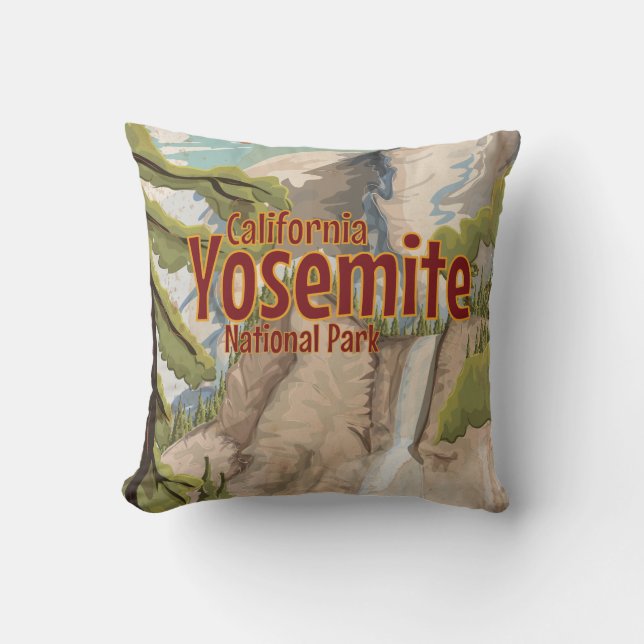 Coussin Affiche vintage de Yosemite (Recto)