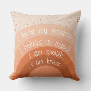 Coussin Affirmations positives en arc-en-ciel de style rét