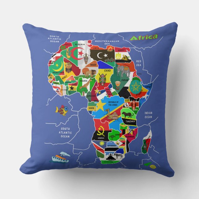 Coussin Africa map (Recto)