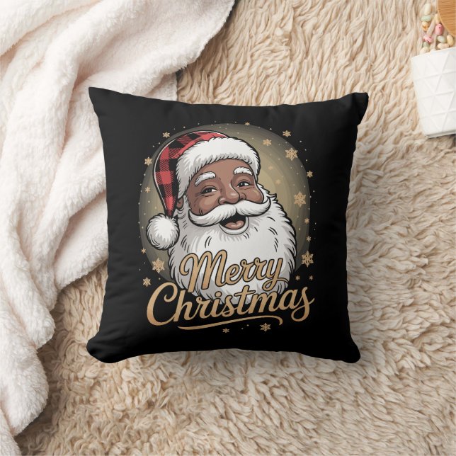 Coussin African American Christmas Pajamas Santa Claus  (Couverture)