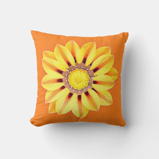 Coussin African Daisy / Gazania - Orange et Jaune (Recto)