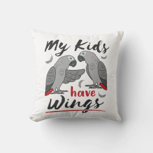 Coussin African Grey Maman Papa Mes Enfants Ont Des Ailes
