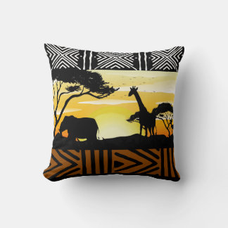 Coussin African Safari Scene Throw Pillow