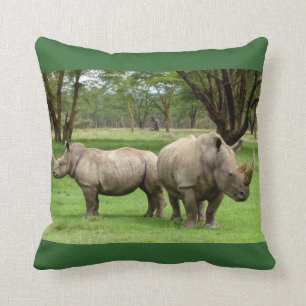 Coussin African Safari White Rhinoceros Love Party Destiné