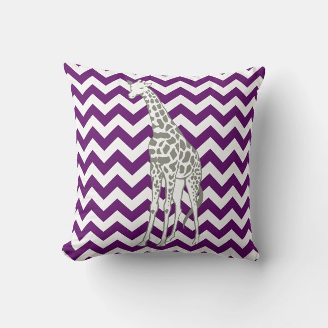 Coussin African Violet Safari Chevron avec Pop Art Giraffe (Recto)