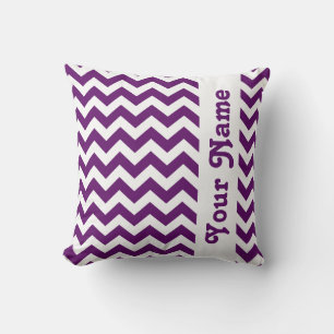 Coussin African Violet Safari Chevron avec texte personnal