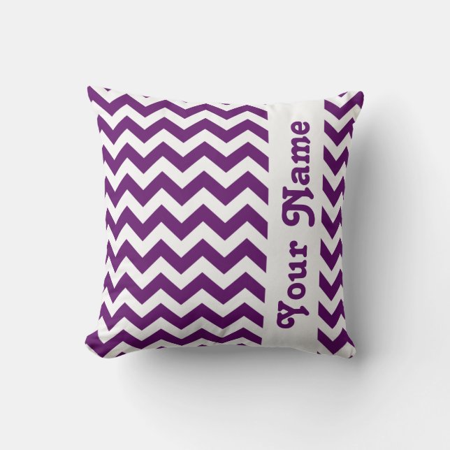 Coussin African Violet Safari Chevron avec texte personnal (Recto)