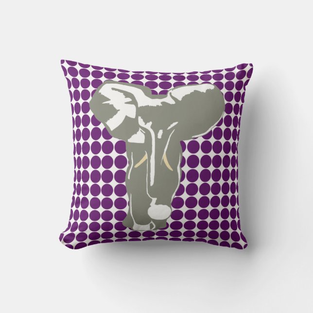 Coussin African Violet Safari Dot avec Pop Art Elephant (Recto)