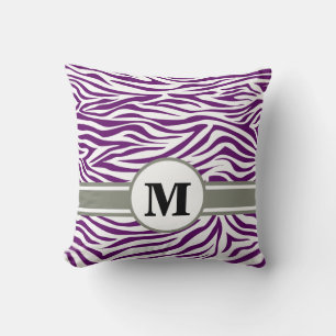 Coussin African Violet Safari Zebra avec Monogramme