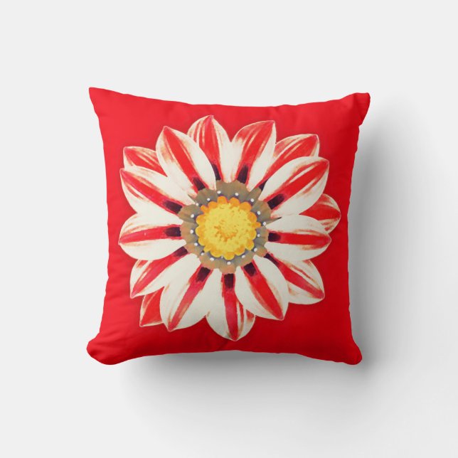 Coussin Afrique / Gazania - Rouge et blanc rayé (Recto)
