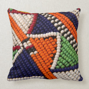 Coussin Afrique, Kenya. Les perles tribales des Masaï