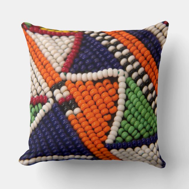 Coussin Afrique, Kenya. Perles Tribales Maasai (Recto)