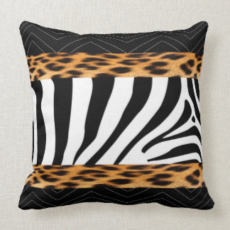 Coussin Afrique Zèbre et Empreinte de léopard