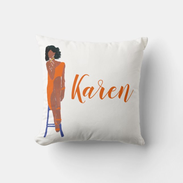 Coussin Afro-Américain Orange et Blanc (Recto)