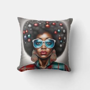 Coussin Afro femme vacances d'hiver frais humeur