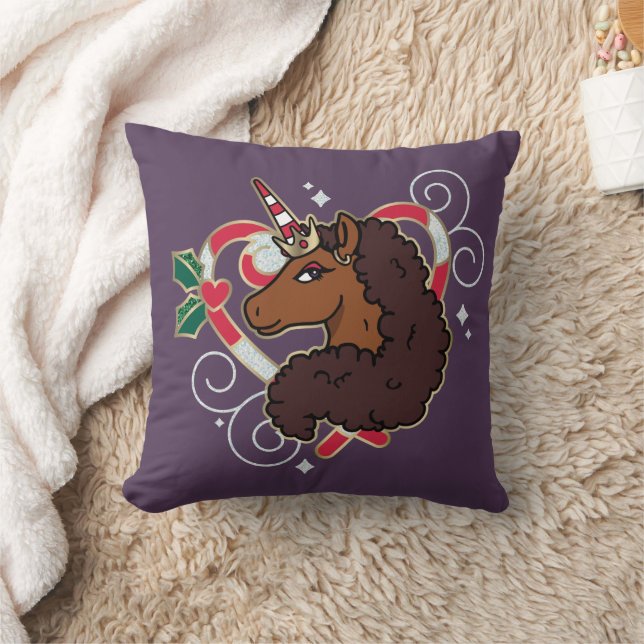Coussin Afro Unicorn Sucre de canne Heart Holiday (Couverture)