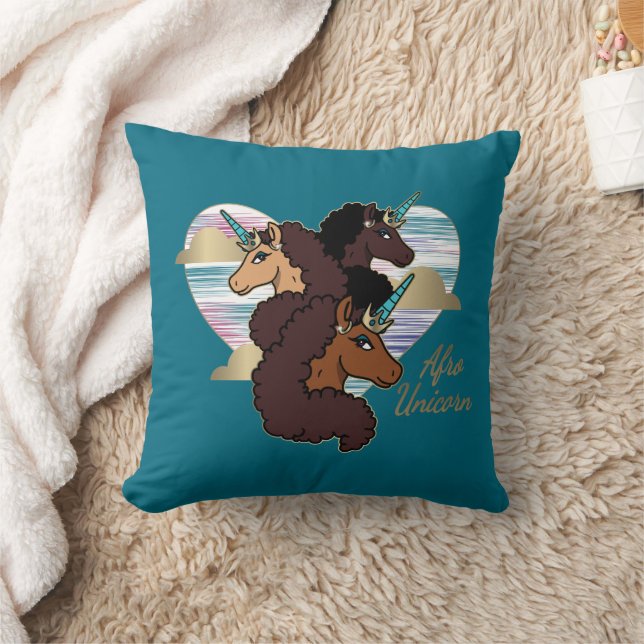 Coussin Afro Unicorn Trio Coeur Design (Couverture)