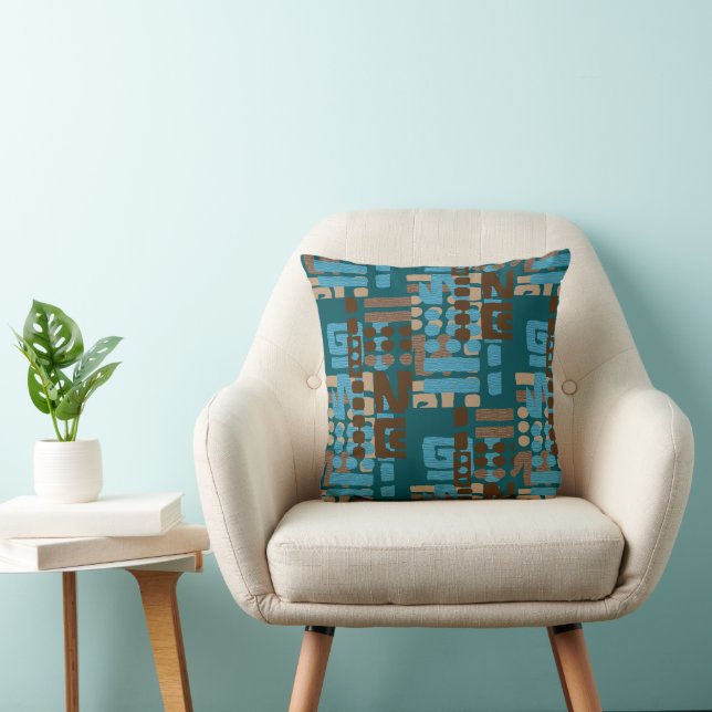 Coussin Afrocentrique Géométrique • Motif de style sage et (Chaise)