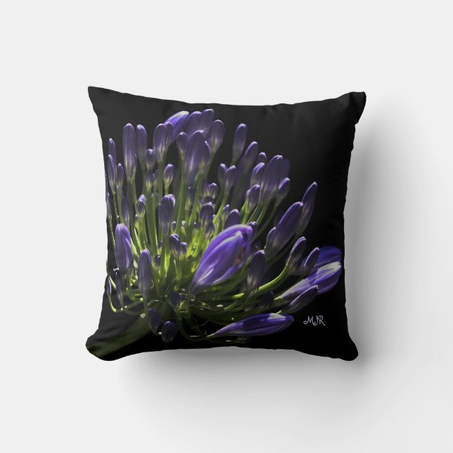 Coussin Agapanthus violet à floraison solaire, Lily africa (Recto)