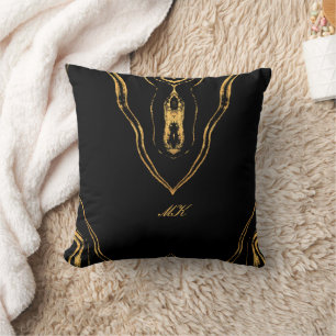 Coussin Agate Black et or Marbre tourbillon
