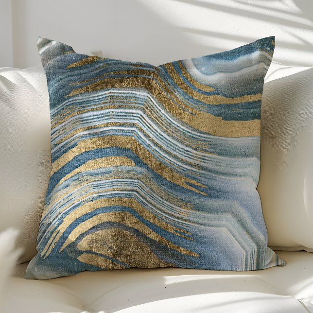 Coussin Agate Bleue Et Or Pierre précieuse Géode Moderne T (Créateur téléchargé)