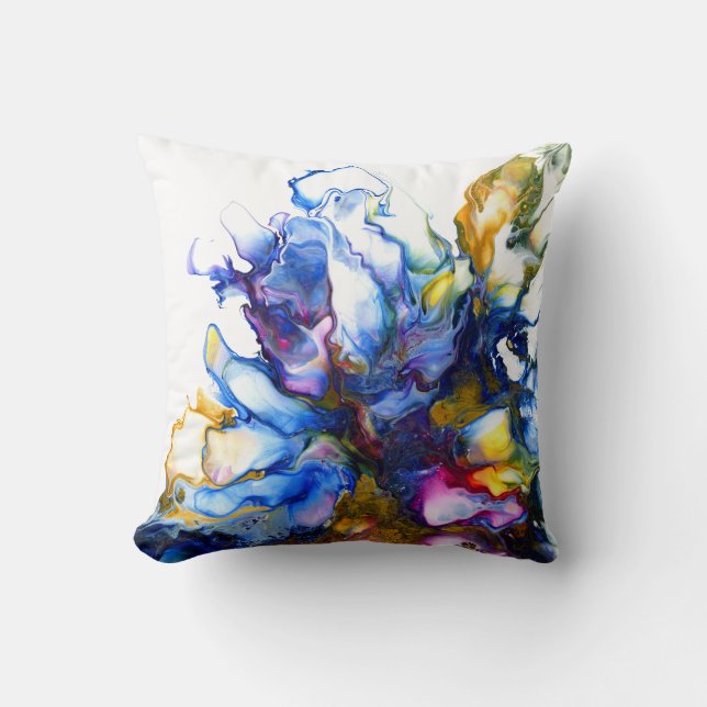 Coussin Agate d'art fluide Abstrait bleu (Recto)