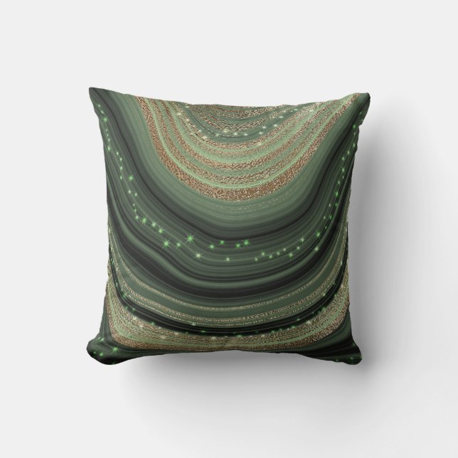 Coussin Agate de Parties scintillant d'or bleu moderne (Recto)