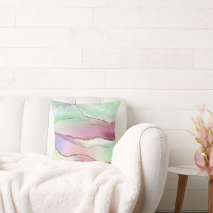 Coussin Agate de pastèque   Neo Mint Green et Cassis Pink