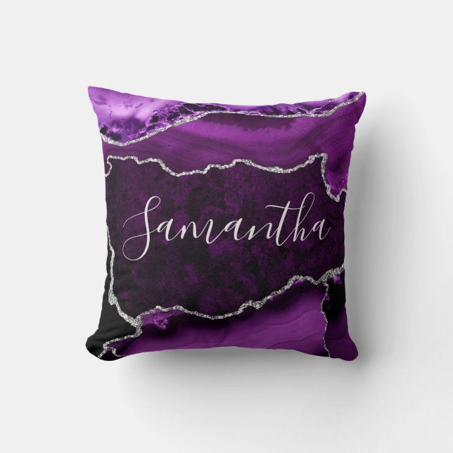 Coussin Agate en marbre de Parties scintillant violet et d (Recto)