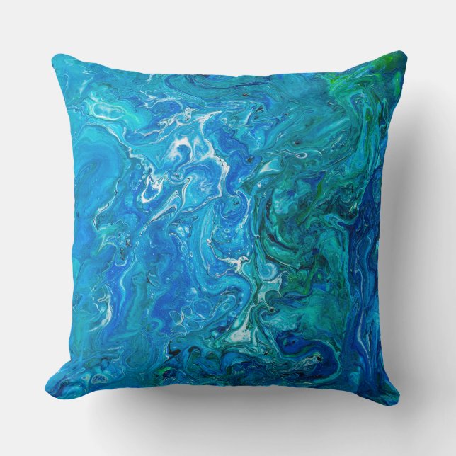 Coussin Agate folle élégante 2 de dentelle - Aqua bleu (Recto)
