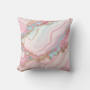 Coussin Agate Marble Moderne Blue Rose Gold Collection