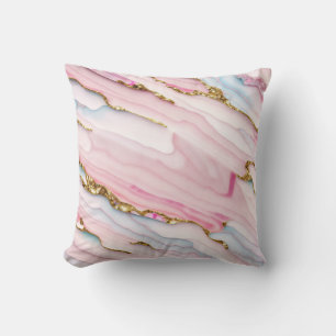 Coussin Agate Marble tendance Blue Pink Gold Collection