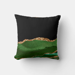 Coussin Agate Marbré Vert Émeraude Contemporain