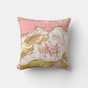 Coussin Agate sequins or et rose