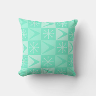 Coussin Age atomique À damiers Boomerangs Mint Green