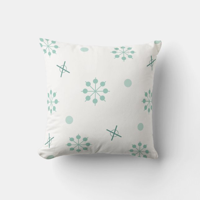 Coussin Âge Atomique Sputnik Éclats d'Étoiles Vert Hiver (Recto)
