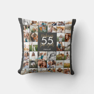 Coussin âge modifiable chic anniversaire multi photo scrip