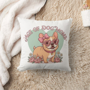 Coussin Âge rétro groovy des mamans de chiens Frenchie