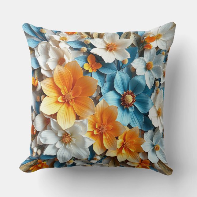 Coussin 🌸 Agencement floral vibrant Décor de chambre Acce (Recto)