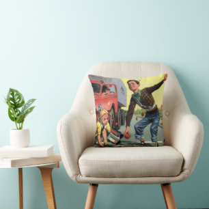 Coussin Agent de la patrouille de sécurité vintage aidant