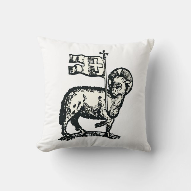 Coussin Agneau de Dieu symbole de la foi chrétienne (Recto)