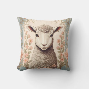 Coussin Agneau Mignon Floral Pastel Délicat