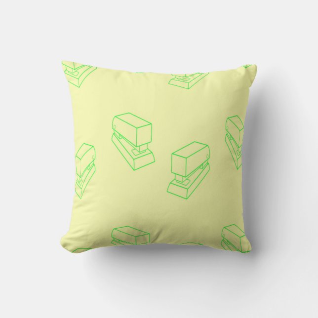Coussin Agrafeur vert sur jaune (Recto)