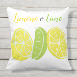 Coussin Agrume italien jaune et vert de citron et de chaux
