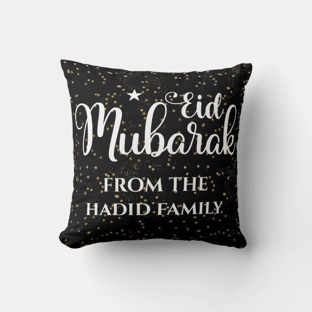 Coussin Aïd el-Moubarak moderne Aïd noir (Recto)