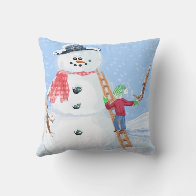 Coussin Aide Du Père Noël Pour Construire Un Snowman Silen (Verso)