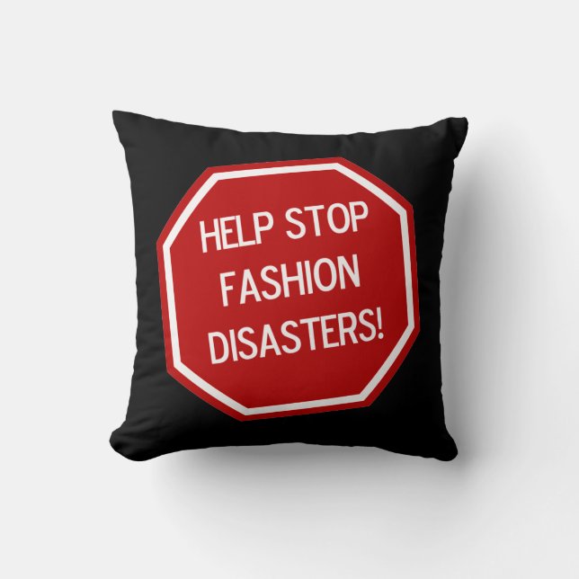 Coussin AIDEZ À ARRÊTER LES CATASTROPHES DE LA MODE ! Jete (Recto)