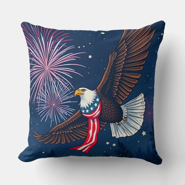 Coussin Aigle à bald volant avec les États-Unis Écharpe à  (Recto)