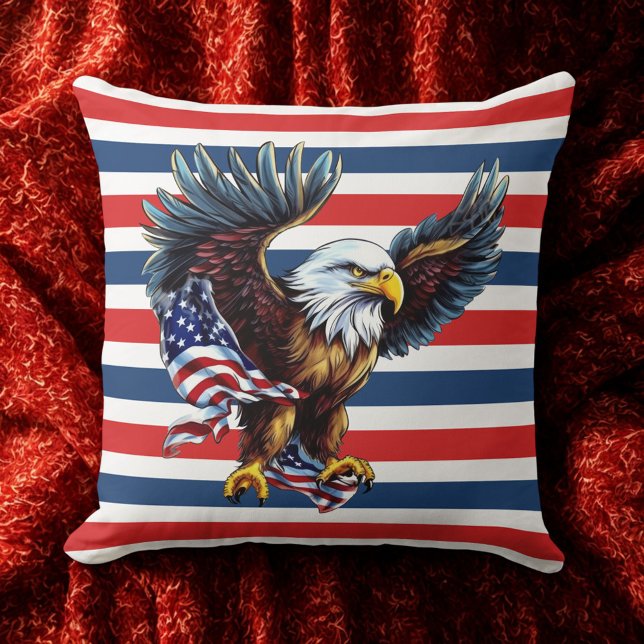 Coussin Aigle américain USA bandes rouges blanches bleues  (Créateur téléchargé)